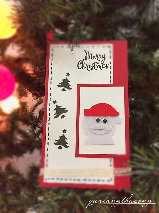 Thiệp giáng sinh ông già Noel vải nỉ mẫu 1